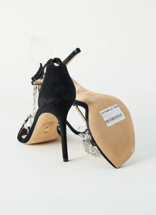 Sandales/nu pieds tissage satiné talon haut de 10cm et plus noir STUART WEITZMAN femme