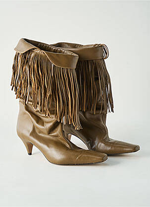 Bottes tissage satiné talon de 4 à 6cm marron MANGO femme