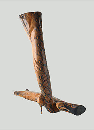 Cuissardes tissage satiné talon haut de 10cm et plus marron STUART WEITZMAN femme