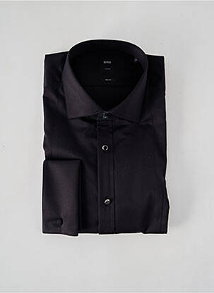 Chemise manches longues tissage popeline noir HUGO BOSS homme