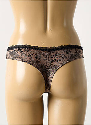Tanga tissage satiné marron ANTIGEL femme