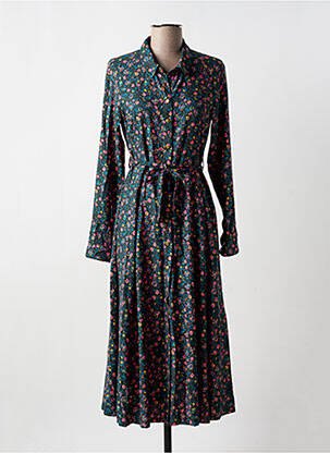 Robe mi-longue imprimé fleurs manches longues noir LA FIANCÉE femme