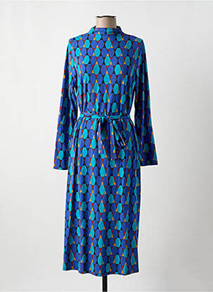 Robe longue imprimé fantaisie manches longues bleu SURKANA femme