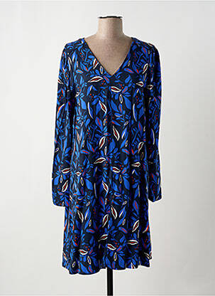 Robe mi-longue imprimé fleurs manches longues bleu ÉTYMOLOGIE femme