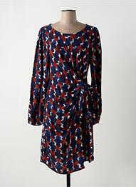 Robe mi-longue imprimé fantaisie manches longues bleu LA FEE MARABOUTEE femme