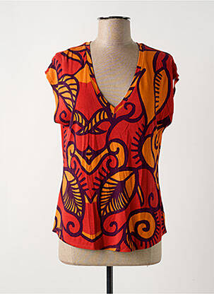 T-shirt imprimé fantaisie manches courtes orange SURKANA femme