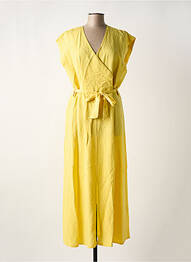 Robe longue manches courtes manches courtes jaune LA FEE MARABOUTEE femme