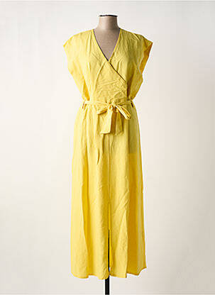Robe longue manches courtes manches courtes jaune LA FEE MARABOUTEE femme