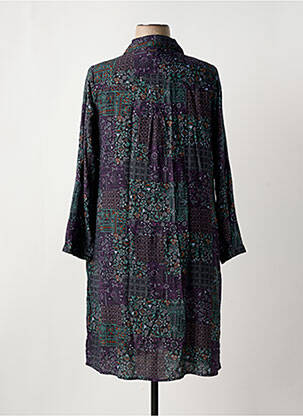 Robe mi-longue imprimé fleurs manches longues violet AGATHE & LOUISE femme