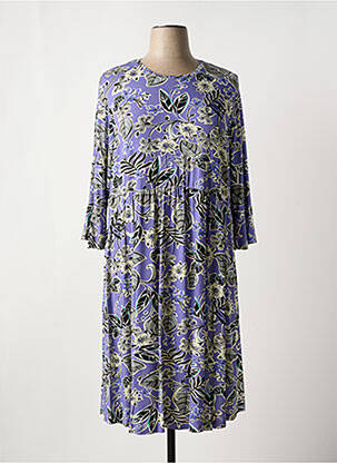 Robe mi-longue imprimé fleurs manches 3/4 violet NO SECRET femme