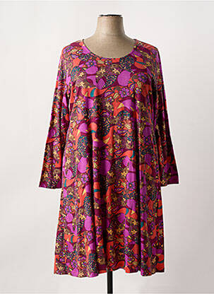 Robe mi-longue coupe évasée manches longues violet AGATHE & LOUISE femme
