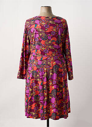 Robe mi-longue imprimé fleurs manches longues violet AGATHE & LOUISE femme
