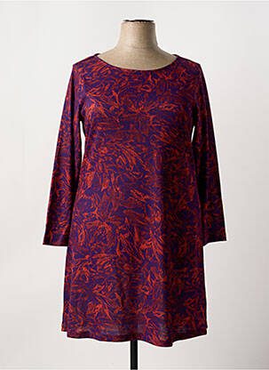 Robe mi-longue imprimé fantaisie manches longues violet AGATHE & LOUISE femme