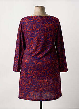 Robe mi-longue imprimé fantaisie manches longues violet AGATHE & LOUISE femme