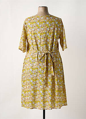 Robe mi-longue imprimé fantaisie manches courtes jaune AGATHE & LOUISE femme