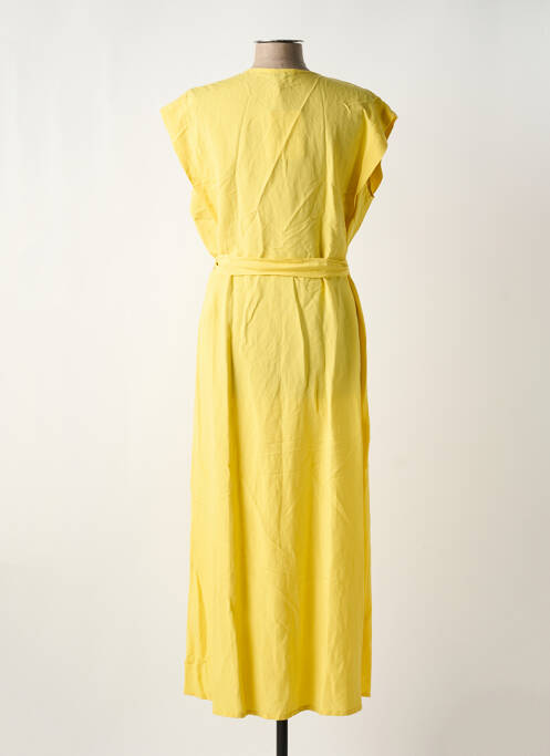 Robe longue manches courtes manches courtes jaune LA FEE MARABOUTEE femme