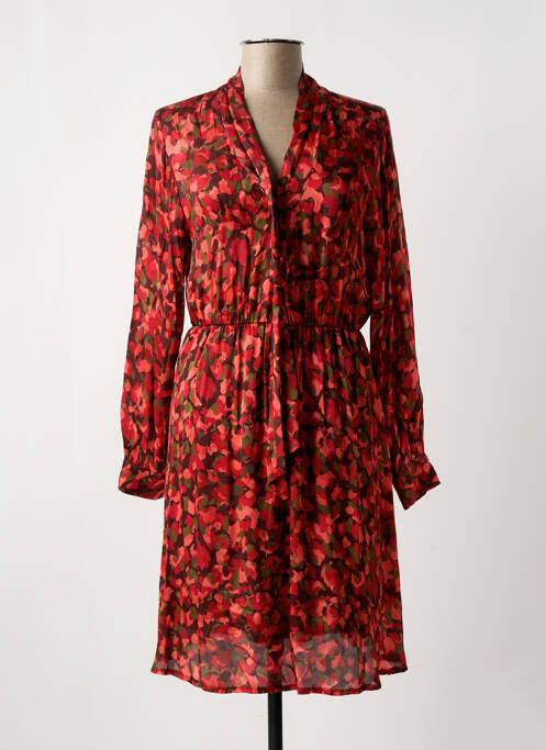 Robe mi-longue coupe fluide manches longues rose LA FEE MARABOUTEE femme