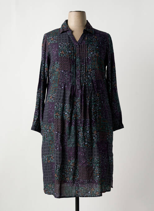 Robe mi-longue imprimé fleurs manches longues violet AGATHE & LOUISE femme