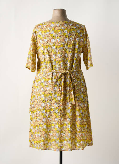 Robe mi-longue imprimé fantaisie manches courtes jaune AGATHE & LOUISE femme