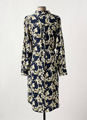 Robe mi-longue imprimé fleurs manches longues bleu FRANSA femme