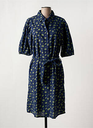 Robe mi-longue imprimé fleurs manches 3/4 bleu FRANSA femme