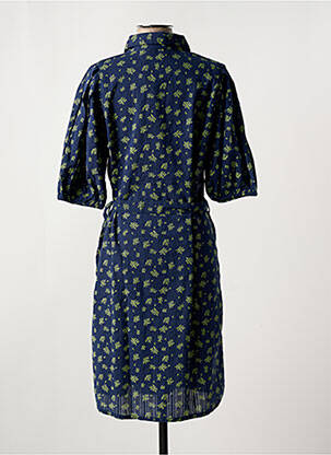 Robe mi-longue imprimé fleurs manches 3/4 bleu FRANSA femme