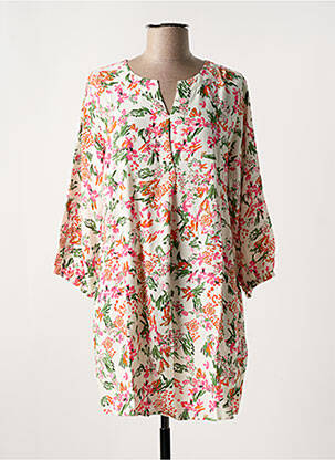 Tunique manches longues tissage crêpe rose FRANSA femme