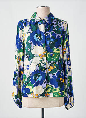 Chemisier imprimé fleurs manches longues bleu FRANSA femme
