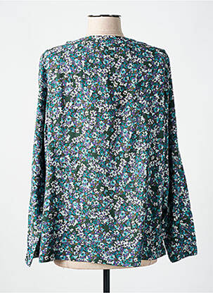 Blouse tissage popeline manches longues bleu FRANSA femme
