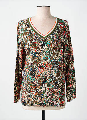 Blouse tissage popeline manches longues vert CHATELET femme