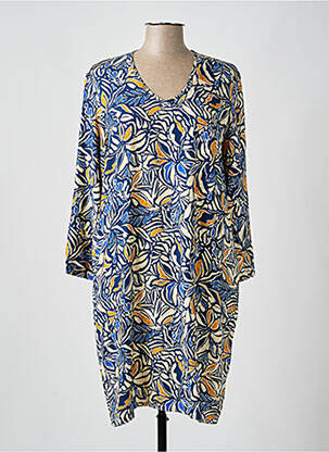 Robe mi-longue imprimé fleurs manches longues bleu LE PETIT BAIGNEUR femme