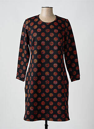 Robe mi-longue manches longues manches longues noir GUY DUBOUIS femme