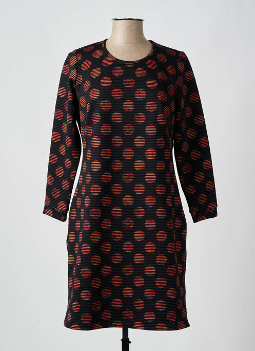 Robe mi-longue manches longues manches longues noir GUY DUBOUIS femme