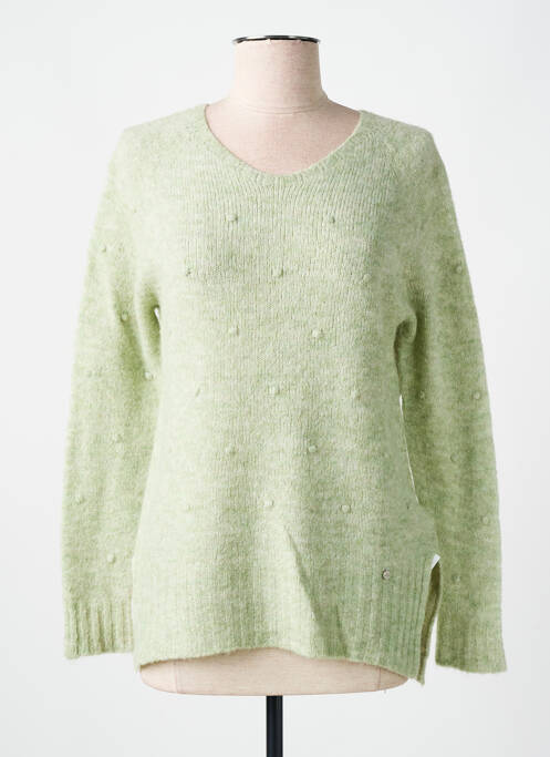 Pull tissage chiné manches longues vert CHATELET femme