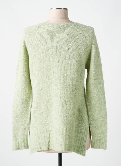 Pull tissage chiné manches longues vert CHATELET femme