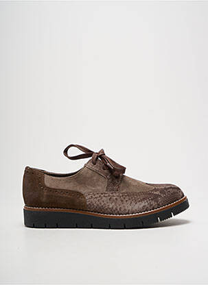 Derbies nubuck talon plat jusqu'à 3cm marron MKD femme