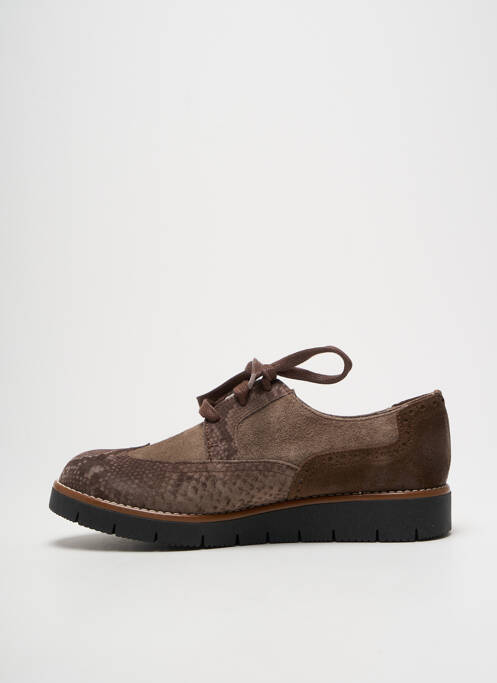 Derbies nubuck talon plat jusqu'à 3cm marron MKD femme