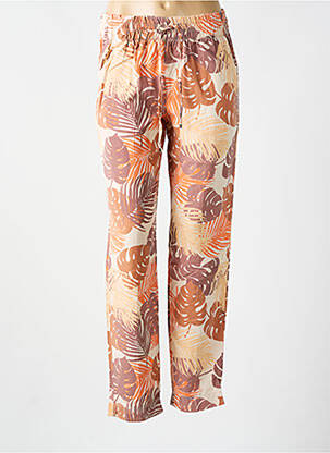 Pantalon droit tissage popeline taille normale orange KOCCA femme