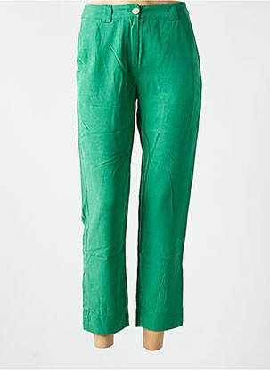 Pantalon 7/8 tissage popeline taille normale vert NICE THINGS femme
