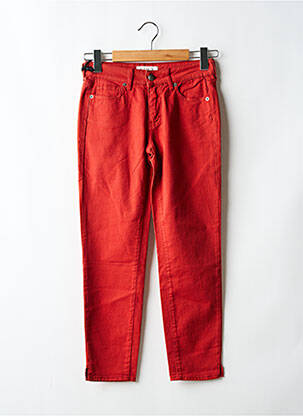 Pantalon 7/8 fermeture zippée sous rabat boutonné taille normale orange FIVE femme