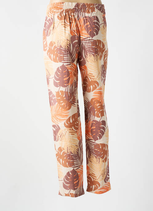 Pantalon droit tissage popeline taille normale orange KOCCA femme