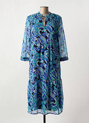 Robe mi-longue manches longues manches longues bleu STREET ONE femme