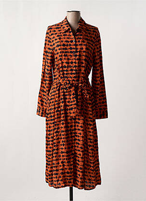 Robe longue manches longues manches longues orange SIGNE NATURE femme