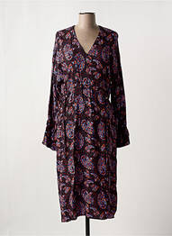 Robe mi-longue imprimé fantaisie manches longues noir ORFEO femme