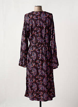 Robe mi-longue imprimé fantaisie manches longues noir ORFEO femme