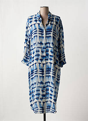Robe mi-longue imprimé fantaisie manches longues bleu GERARD DAREL femme