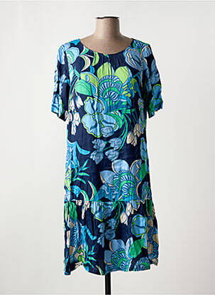Robe mi-longue imprimé fantaisie manches courtes bleu BETTY BARCLAY femme
