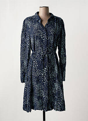 Robe mi-longue imprimé fantaisie manches longues bleu ICHI femme