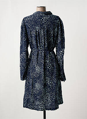 Robe mi-longue imprimé fantaisie manches longues bleu ICHI femme