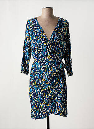Robe mi-longue imprimé fantaisie manches longues bleu VILA femme